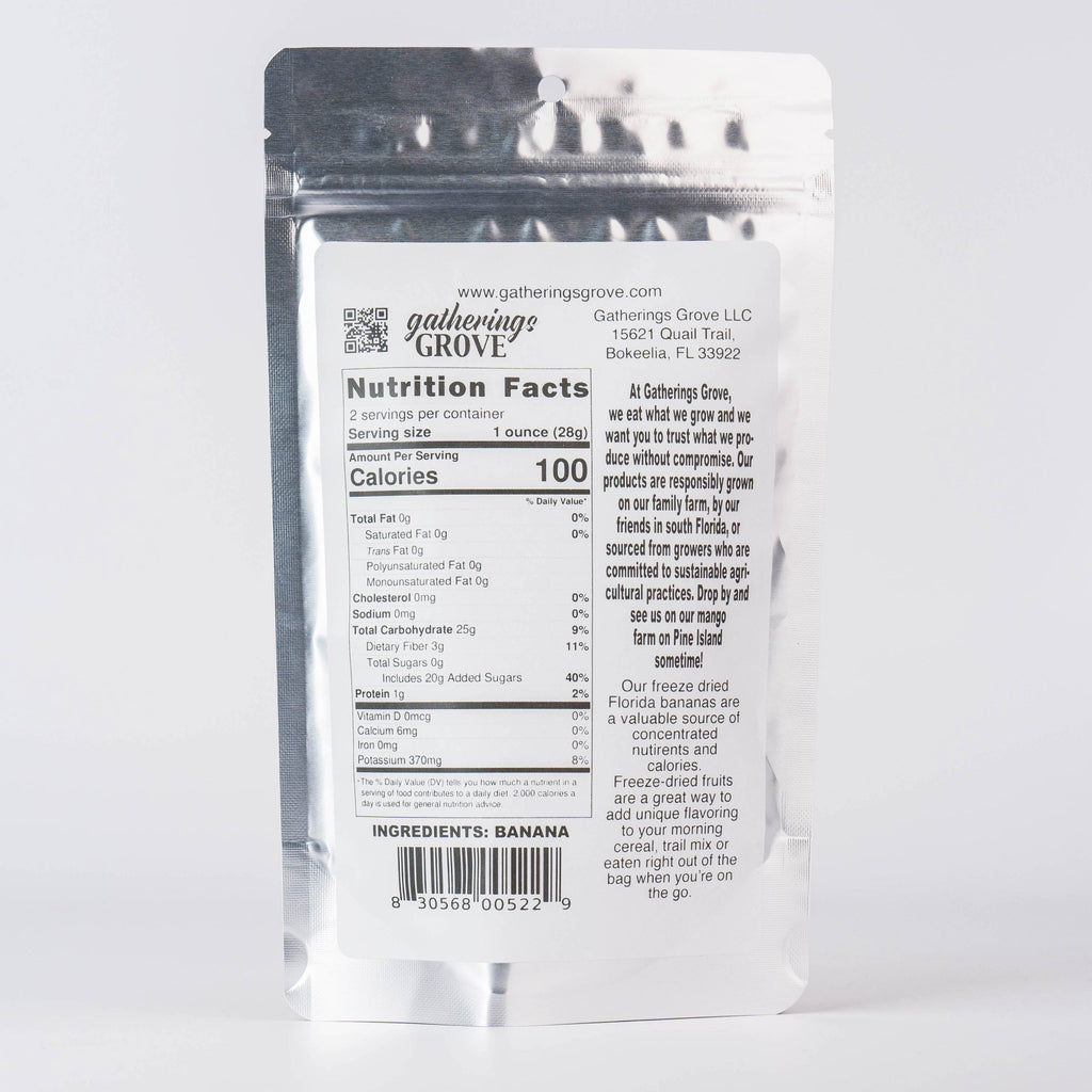 Freeze Dried Banana Net Weight 1 oz. (28g) - Gatherings Grove