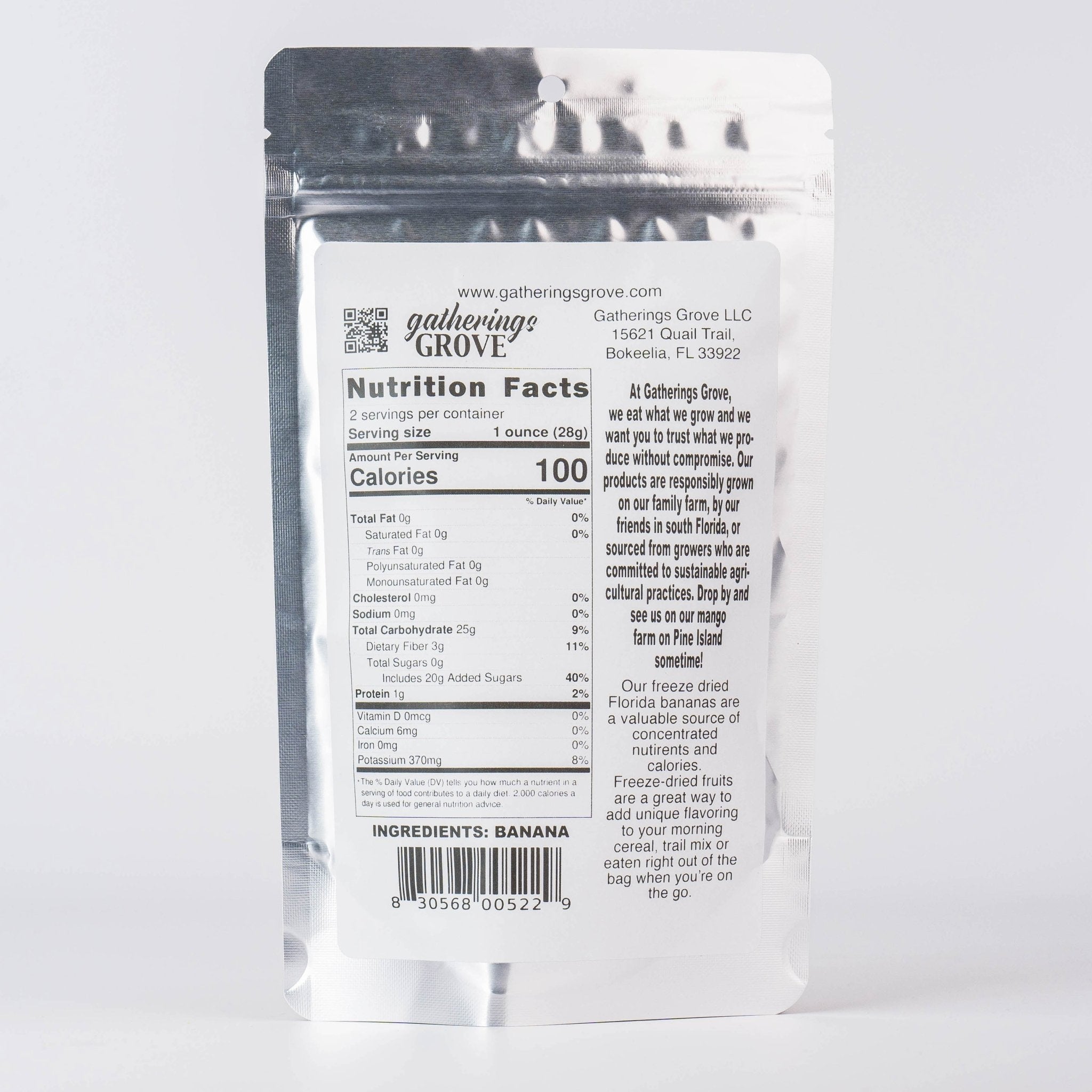 Freeze Dried Banana Net Weight 1 oz. (28g) - Gatherings Grove