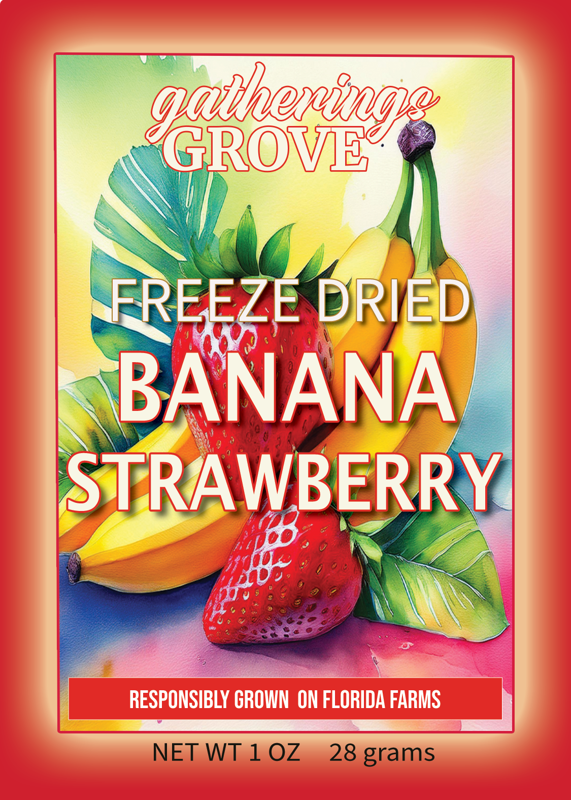Freeze Dried Banana Strawberry Net weight 1 oz. (28g) - Gatherings Grove
