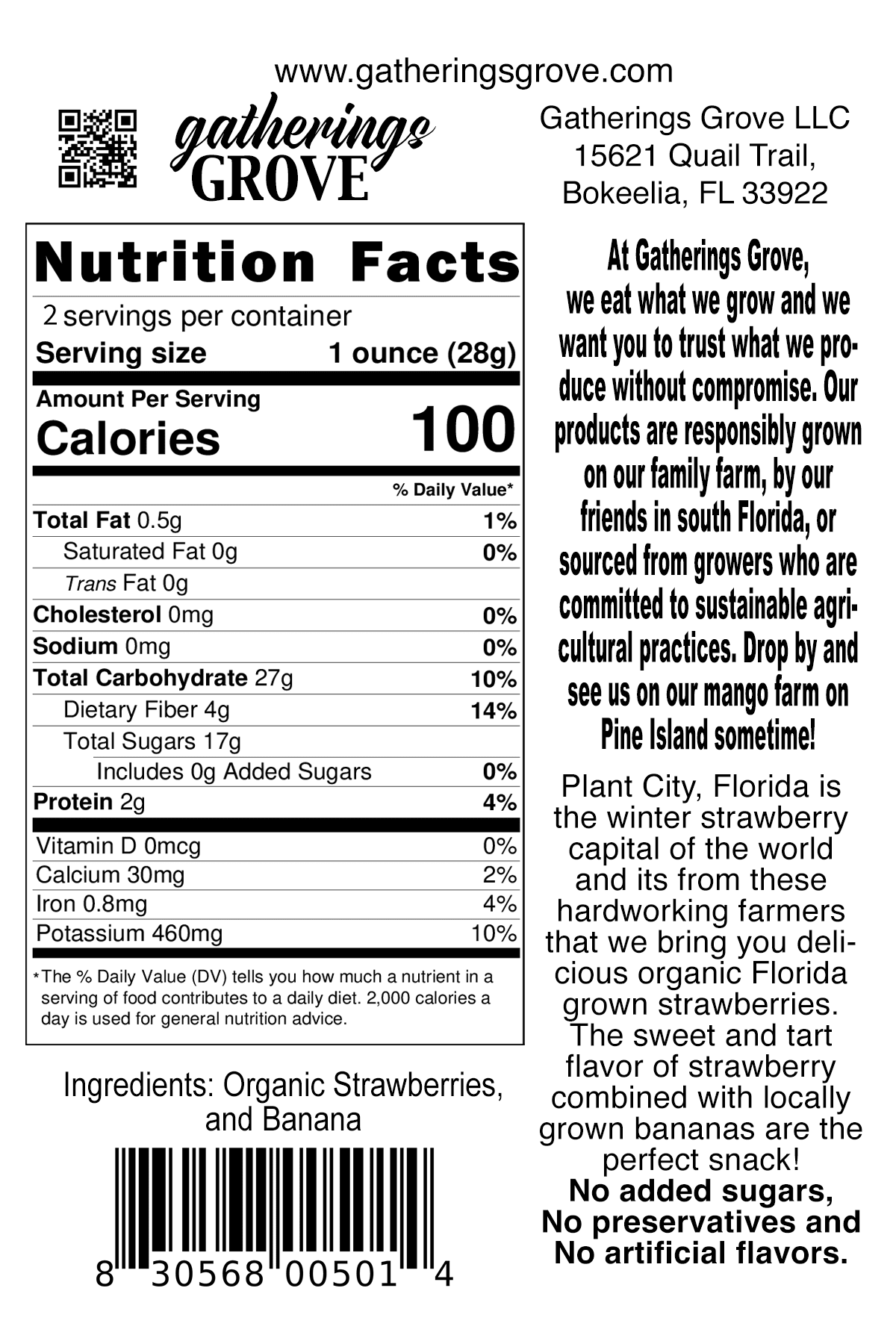 Freeze Dried Banana Strawberry Net weight 1 oz. (28g) - Gatherings Grove